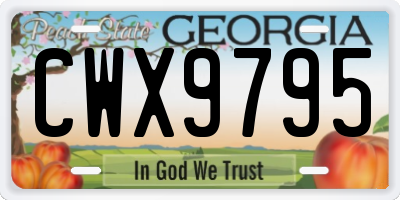 GA license plate CWX9795