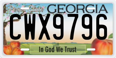GA license plate CWX9796