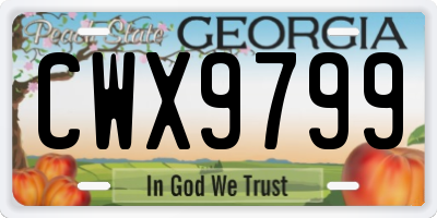 GA license plate CWX9799