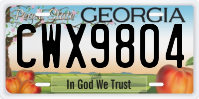 GA license plate CWX9804