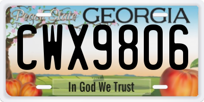 GA license plate CWX9806