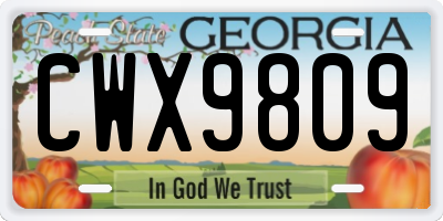 GA license plate CWX9809