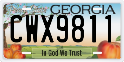 GA license plate CWX9811