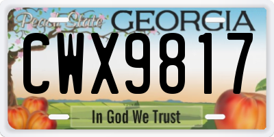 GA license plate CWX9817
