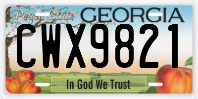 GA license plate CWX9821