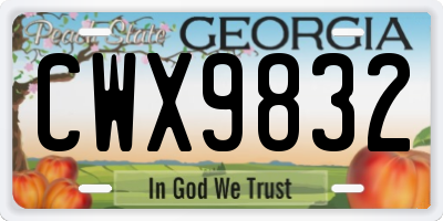 GA license plate CWX9832