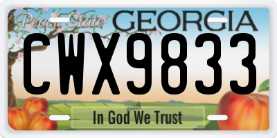 GA license plate CWX9833