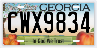 GA license plate CWX9834