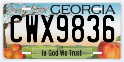 GA license plate CWX9836