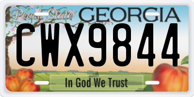 GA license plate CWX9844