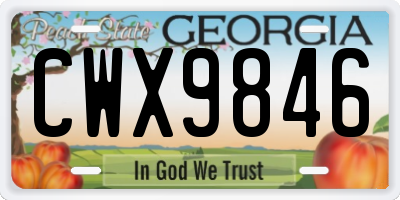 GA license plate CWX9846