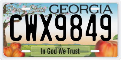 GA license plate CWX9849
