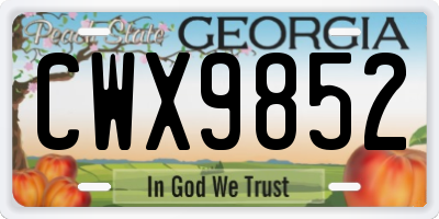 GA license plate CWX9852