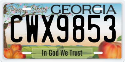 GA license plate CWX9853