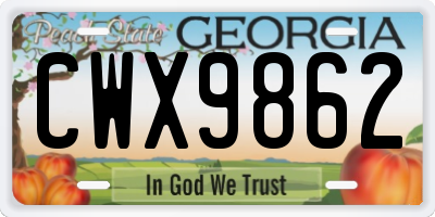 GA license plate CWX9862