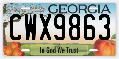 GA license plate CWX9863