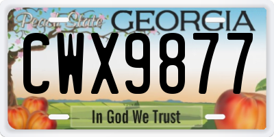 GA license plate CWX9877
