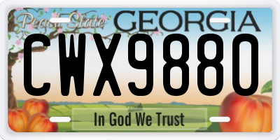 GA license plate CWX9880