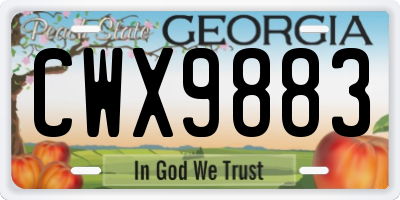 GA license plate CWX9883