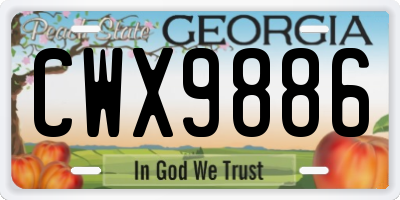 GA license plate CWX9886