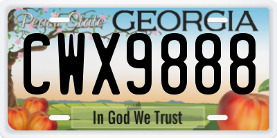 GA license plate CWX9888
