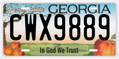 GA license plate CWX9889