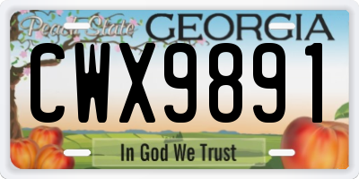 GA license plate CWX9891