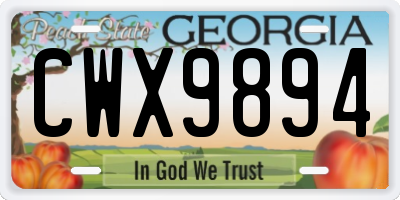 GA license plate CWX9894