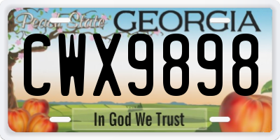 GA license plate CWX9898