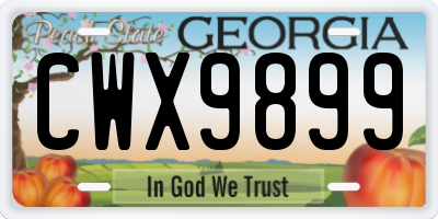 GA license plate CWX9899