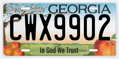 GA license plate CWX9902