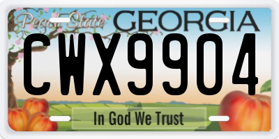 GA license plate CWX9904