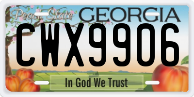 GA license plate CWX9906