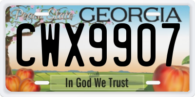 GA license plate CWX9907