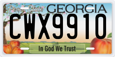 GA license plate CWX9910