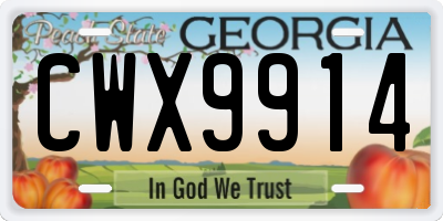 GA license plate CWX9914