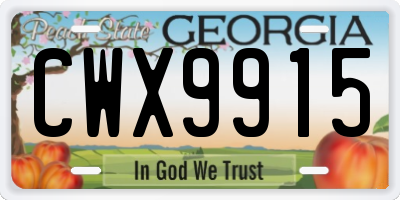 GA license plate CWX9915