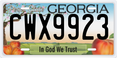 GA license plate CWX9923