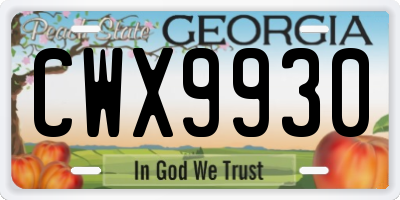 GA license plate CWX9930