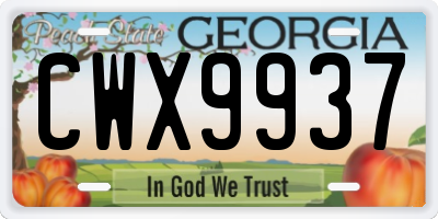 GA license plate CWX9937