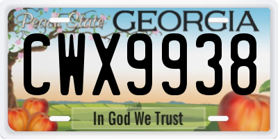 GA license plate CWX9938