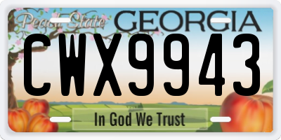 GA license plate CWX9943