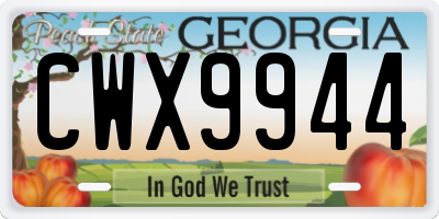 GA license plate CWX9944