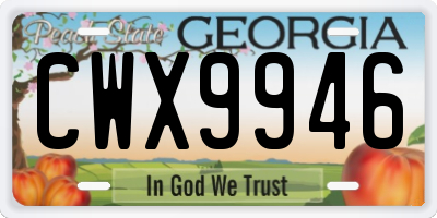 GA license plate CWX9946