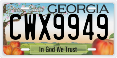 GA license plate CWX9949