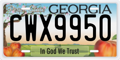 GA license plate CWX9950