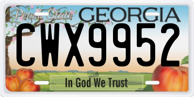 GA license plate CWX9952