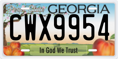 GA license plate CWX9954