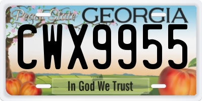 GA license plate CWX9955