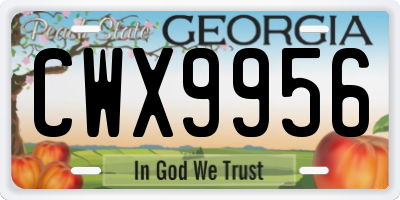 GA license plate CWX9956